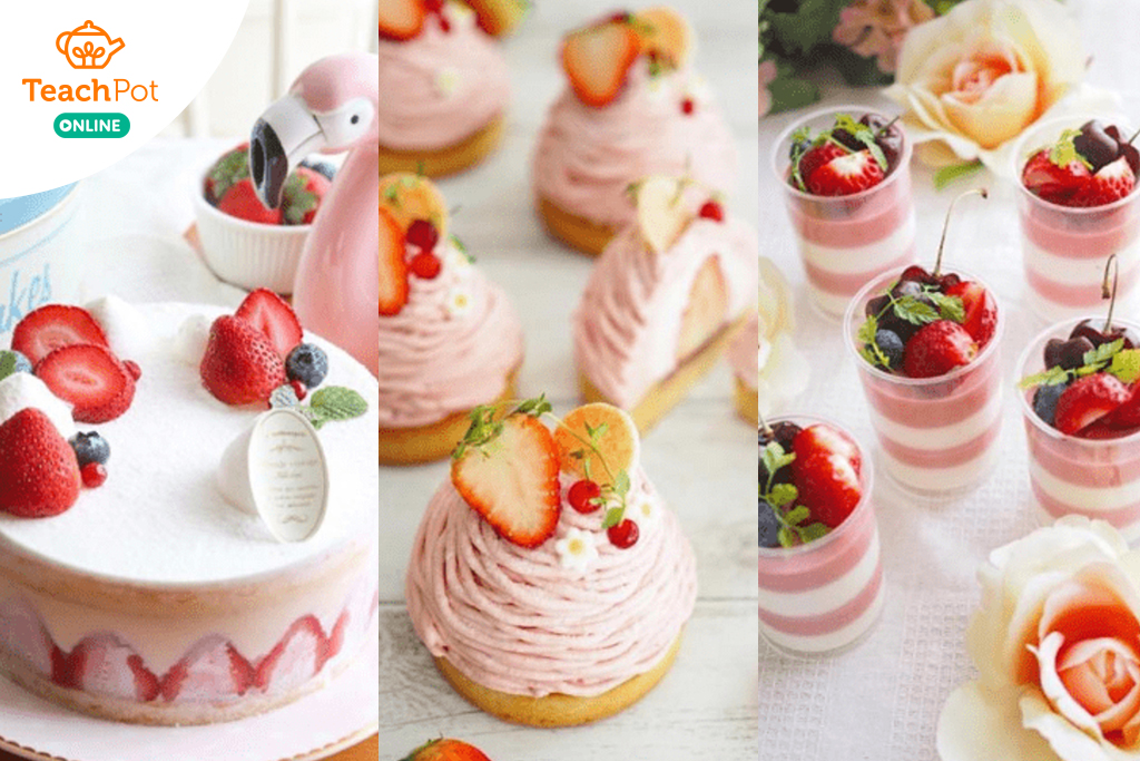 คลาสออนไลน์ Strawberry Lover 3 เมนู สไตล์ญี่ปุ่น สำหรับคนรักสตรอว์เบอร์รี เรียนเบเกอรี่ออนไลน์