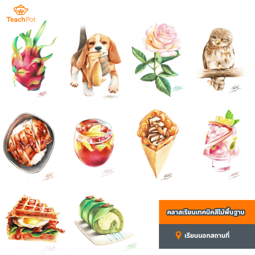 คลาสเทคนิคสีไม้พื้นฐาน คลาสสอนสีไม้ วาดภาพสีไม้ เรียนสีไม้ สอนสีไม้