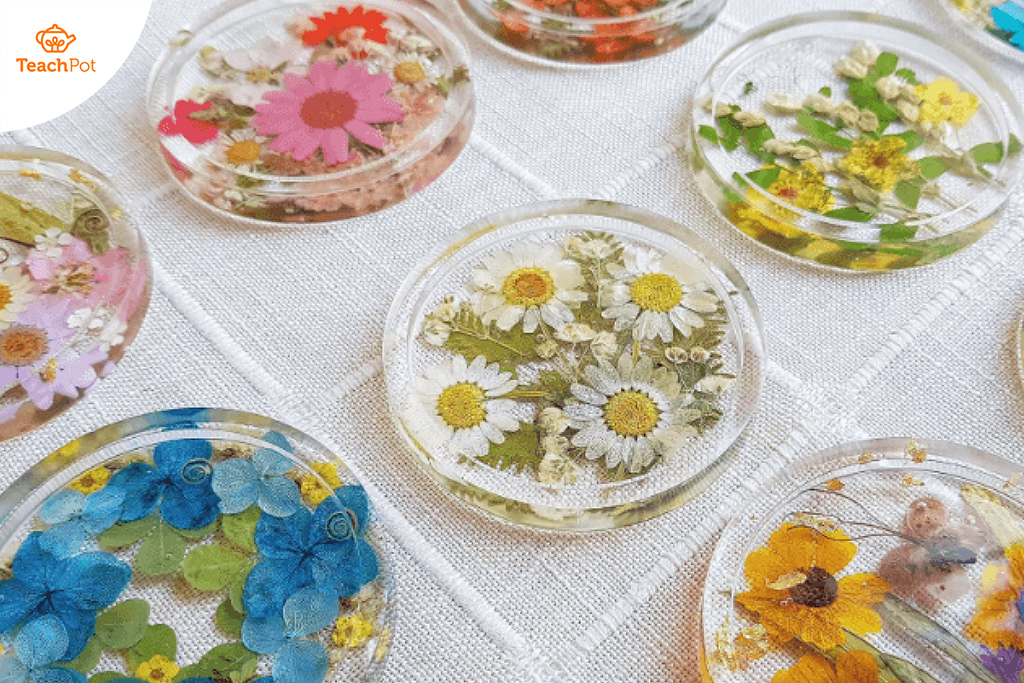 จานรองแก้วเรซิ่นดอกไม้แห้ง เรซิ่น DIY ทำเรซิ่น วิธีทำเรซิ่น